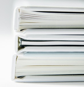 Stack of thick file binders