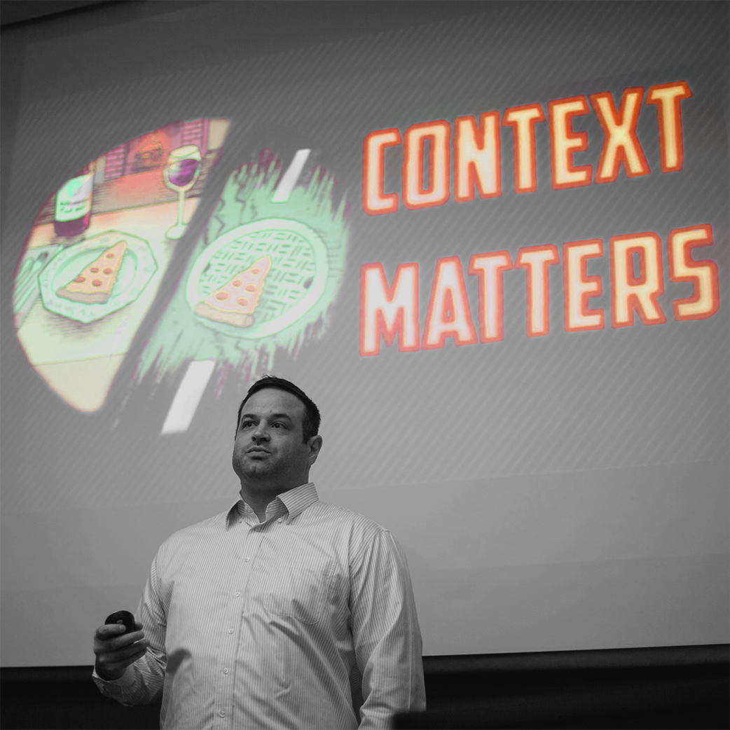 Rob Stewart presenting in front of a slide reading Context Matters